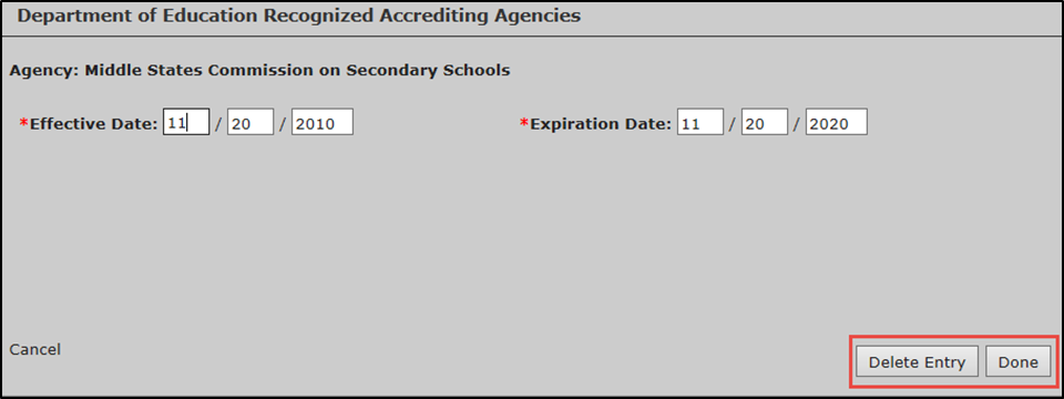 delete entry