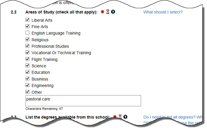 2.2 Areas of Study (check all that apply)