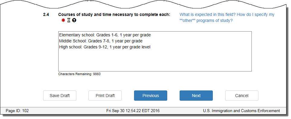 2.4 Courses of study and the time necessary to complete each