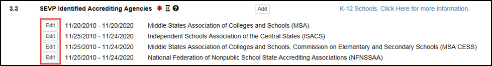 Edit accreditation date